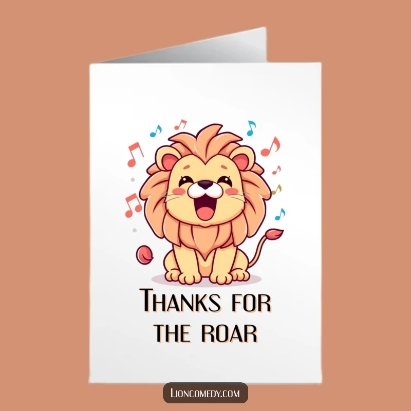 Free Printable Thank You Card: Kawaii Roaring Lion - Funny Downloadable Gift!