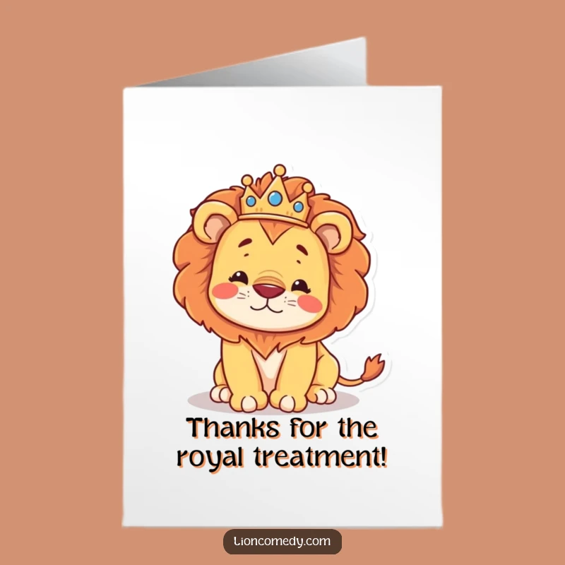 Free Printable Thank You Card: Funny Kawaii Lion Stumbling - Whimsical Downloadable Gift