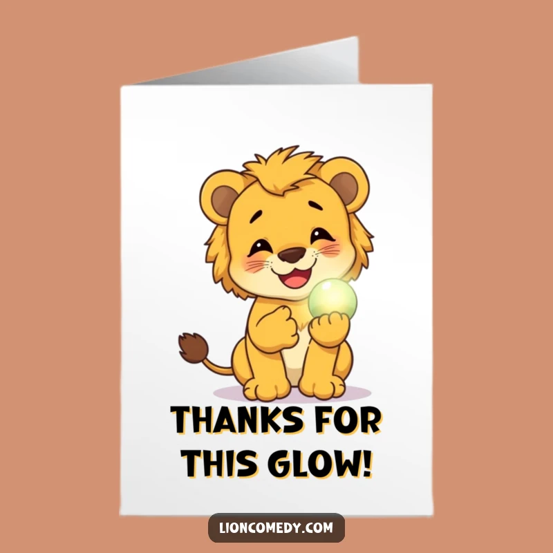Free Printable Thank You Card: Giggling Lion Cub Funny Downloadable Gift
