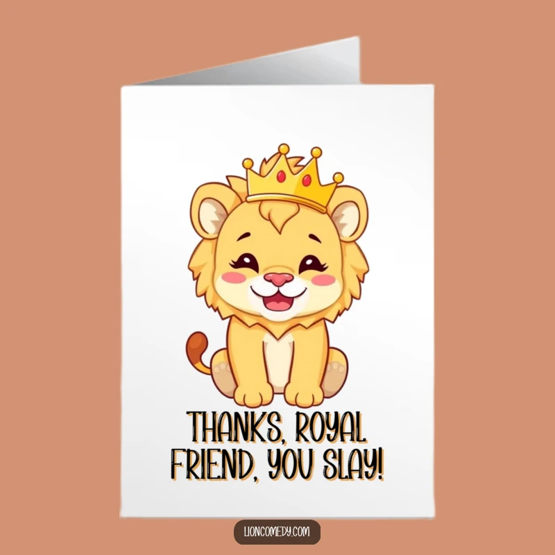 Free Printable Thank You Card: Crowned Cub - Funny Royal Downloadable Gift