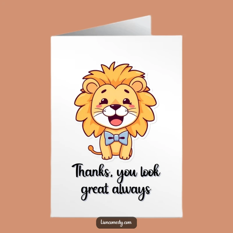 Free Printable Thank You Card: Goofy Lion Bow Tie - Humorous