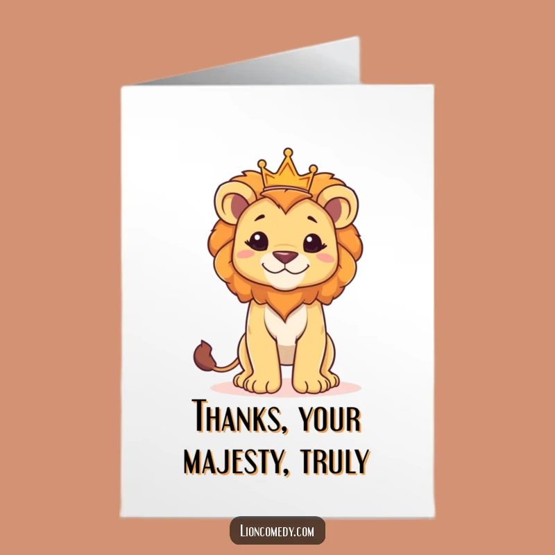 Free Printable Lion Cub King Thank You Card: Royal Thanks Downloadable from a Young Monarch