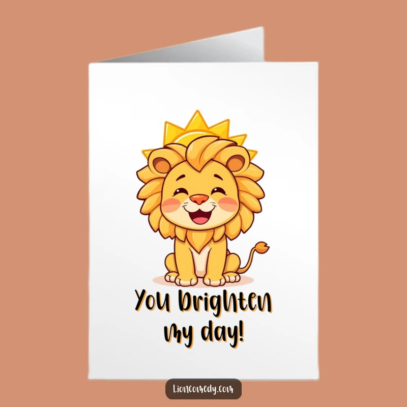 Free Printable Thank You Card: Lion Balances Sun, Sunny Downloadable Gratitude Gift