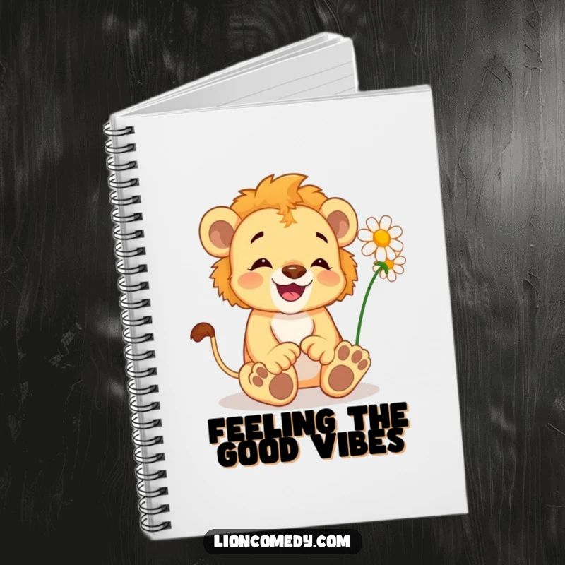 Funny Lion Cub Notebook: A delighted cub wiggles its toes, tickled by a daisy, perfect for capturing joyful ideas.