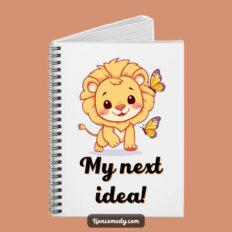 Funny Cheerful Lion Notebook - Playful Butterfly Chase Journal Gift