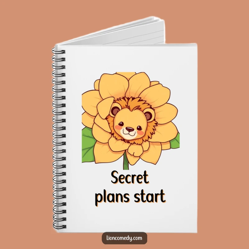 Funny Curious Lion Flower Notebook - Jot Down Ideas with Playful Mystery