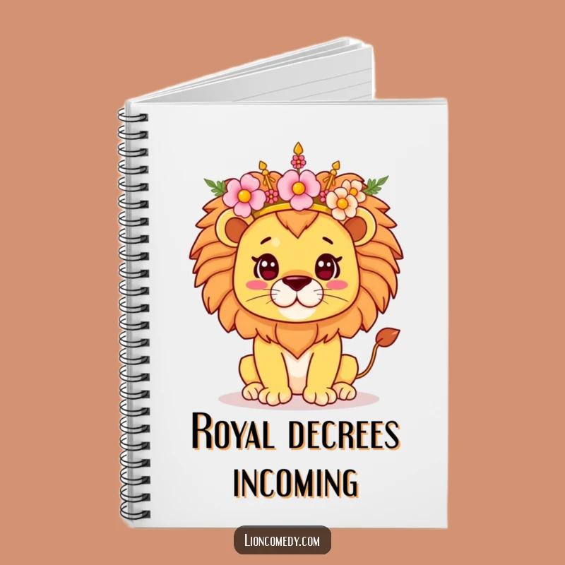 Funny Kawaii Lion Flower Crown Notebook - Journal Your Pride, Cute Gift