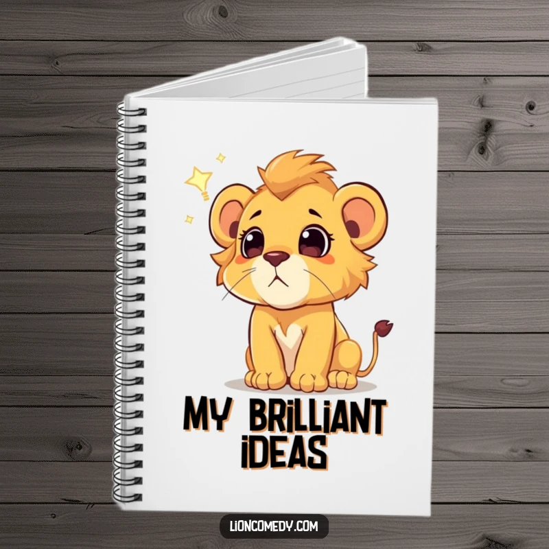 Funny lion cub notebook for capturing wishes and dreams, featuring a cub watching a shooting star, a magical and functional stationery.