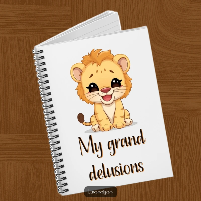 Funny Notebook: A giggling lion cub amusingly pretends to be a big cat, inspiring creativity. A humorous journal for jotting down ideas.