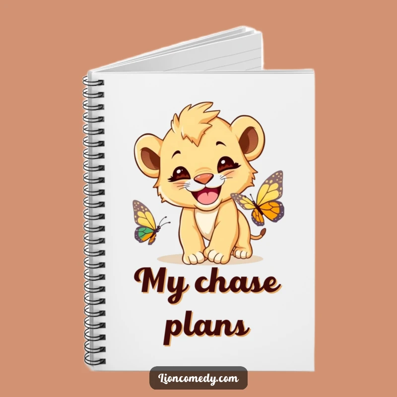 Funny Lion Cub Butterfly Notebook - Journal Your Adventures, Perfect Gift