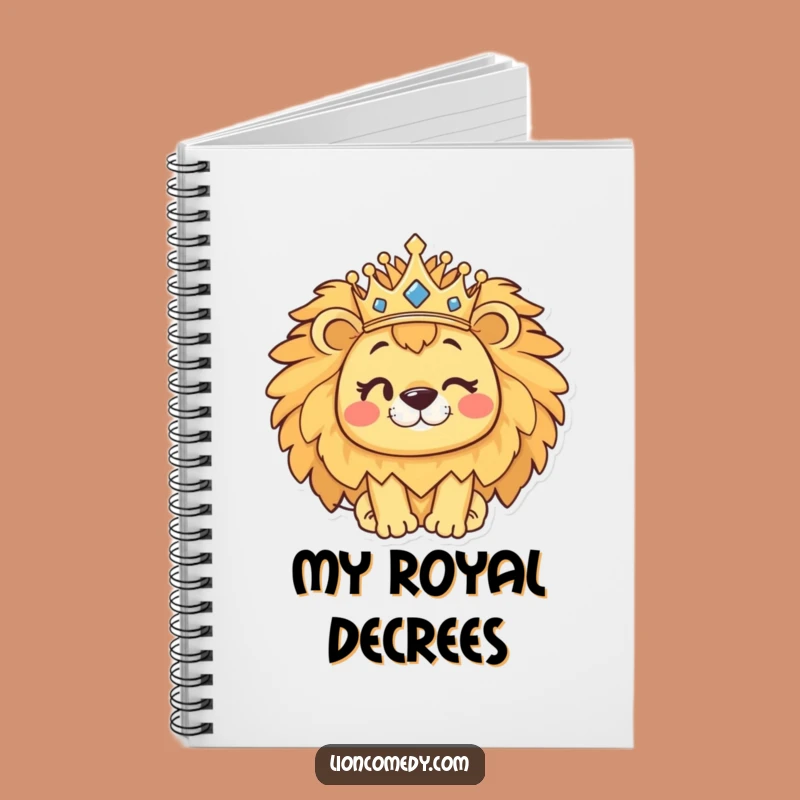 Funny Kawaii Lion Notebook: Winking Crown Lion Journal, Regal Stationery Gift