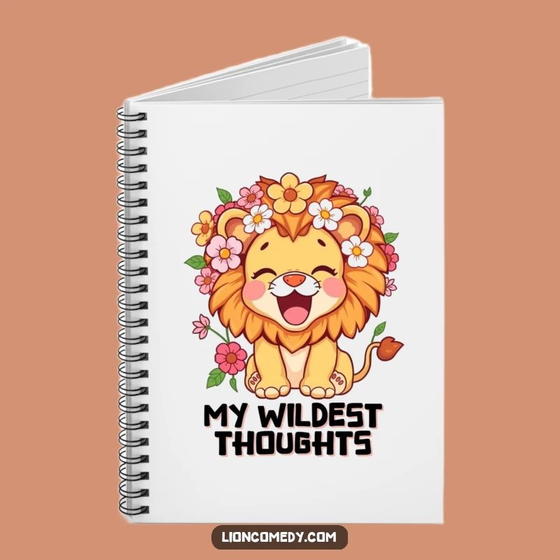 Funny Kawaii Lion Flower Mane Notebook - Roaring Ideas Gift