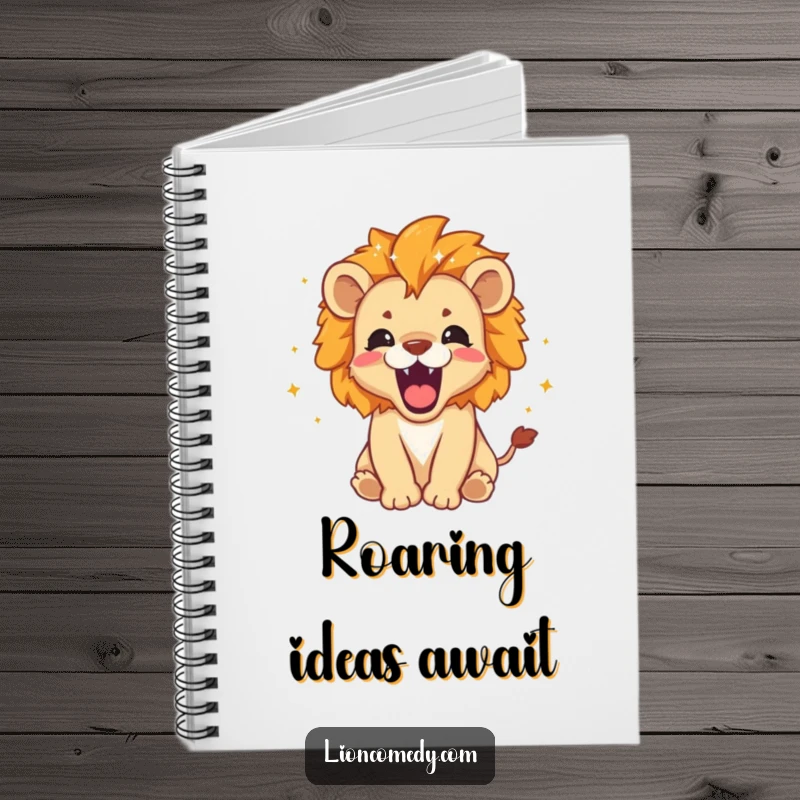 Funny Notebook: A roaring lion cub with tiny stars and sparkles around its mane, inspiring fierce creativity.