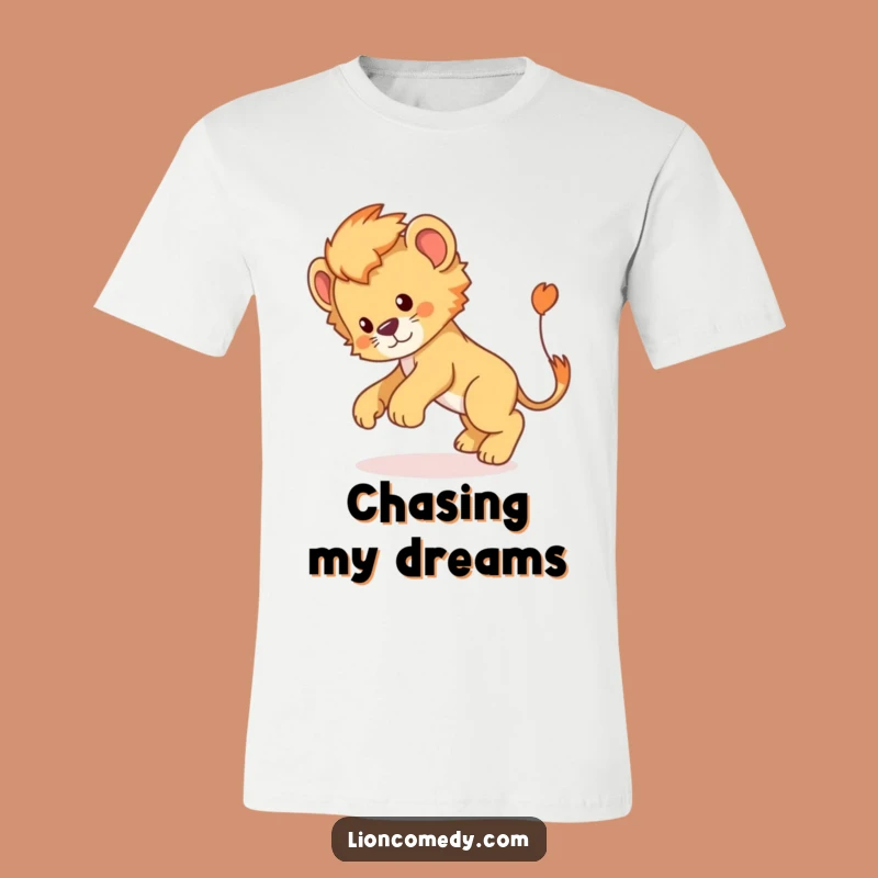 Funny Lion Cub Tail Chase T-Shirt: Comical Cartoon Apparel for Playful Souls