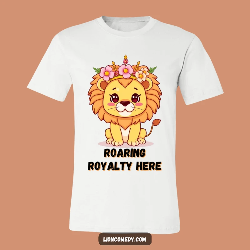 Funny Kawaii Lion Flower Crown T-Shirt - Majestic Pride, Adorable Animal Tee Gift