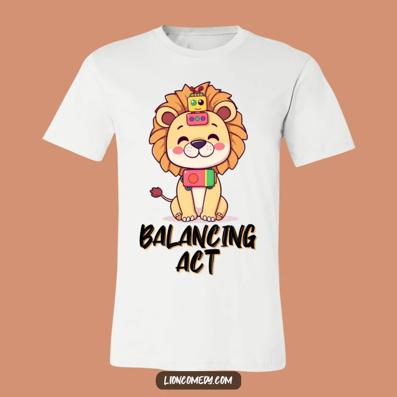 Funny Kawaii Lion Toy Stack T-Shirt, Wear Your Playful Balance