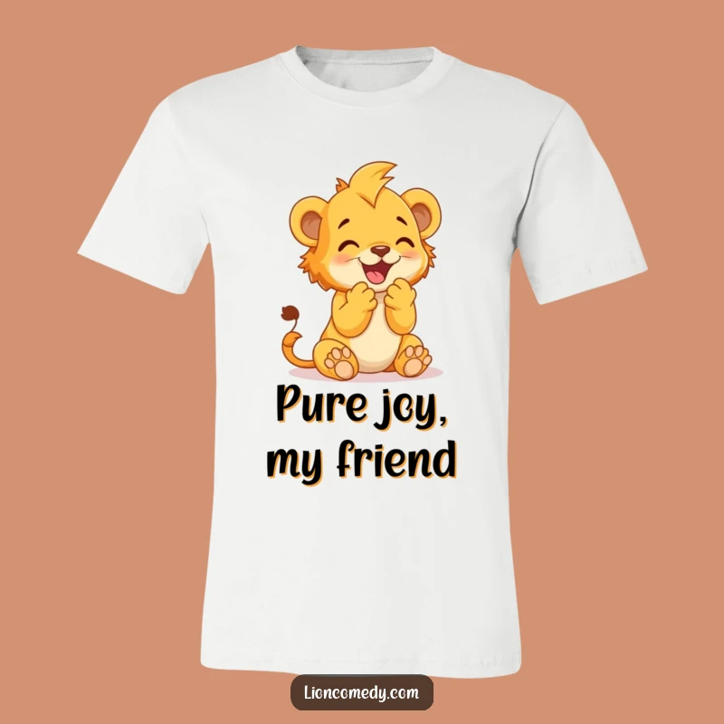 Funny Lion Cub Clap T-Shirt - Joyful Baby Animal Celebration Graphic Tee Gift