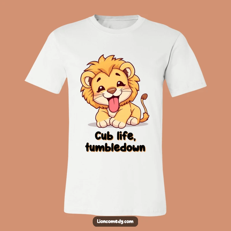 Funny Lion Cub Tumble T-Shirt - Tongue Out & Joyful Cub Tee, Ideal Gift