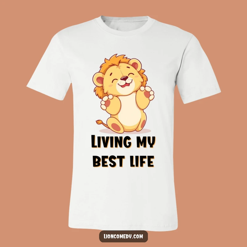 Funny Rollover Lion Cub T-Shirt: Joyful Paws Up, Hilarious Tee