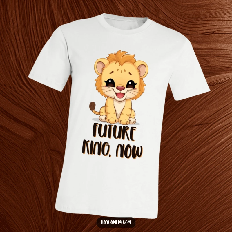 Funny T-Shirt: A giggling lion cub hilariously pretends to be a fierce big cat. A humorous and adorable design for playful souls.