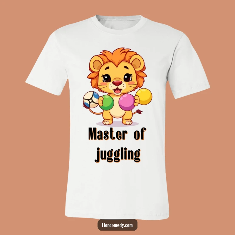 Funny Kawaii Lion Juggling T-Shirt: Determined Skillful Tee Gift