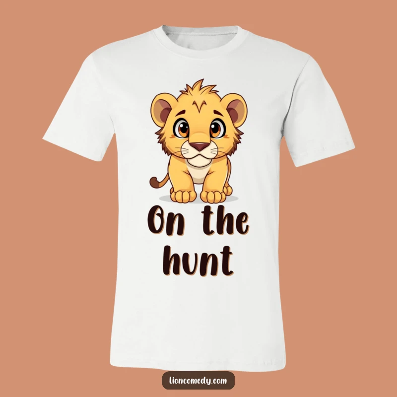 Funny Lion Cub Pouncing T-Shirt - Cute Curious Baby Animal Graphic Tee Gift