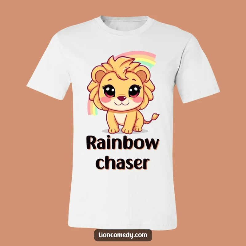 Funny Lion Chasing Rainbow T-Shirt: Wear Your Dreams, A Fantastic Funny Gift!