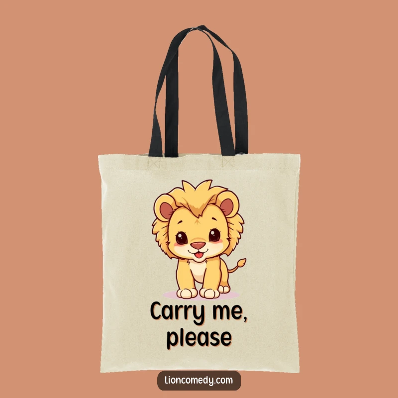 Funny Kawaii Lion Cub Pounce Tote Bag - Adorable Baby Lion Accessory
