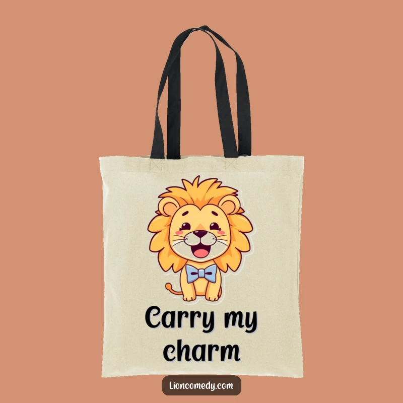 Funny Bow Tie Lion Tote Bag - Dapper & Humorous Leo Accessory, Gift