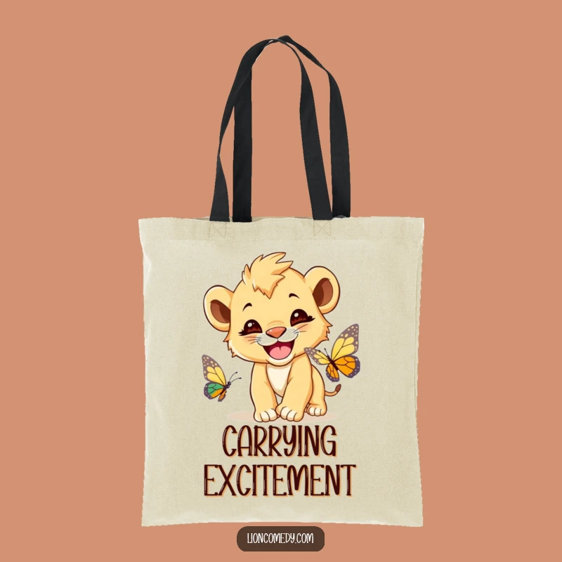 Funny Lion Cub Butterfly Tote Bag - Carry Joy, Perfect Gift