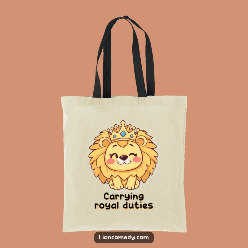 Funny Kawaii Lion Tote Bag: Winking Crown Lion Bag, Stylish & Humorous Gift