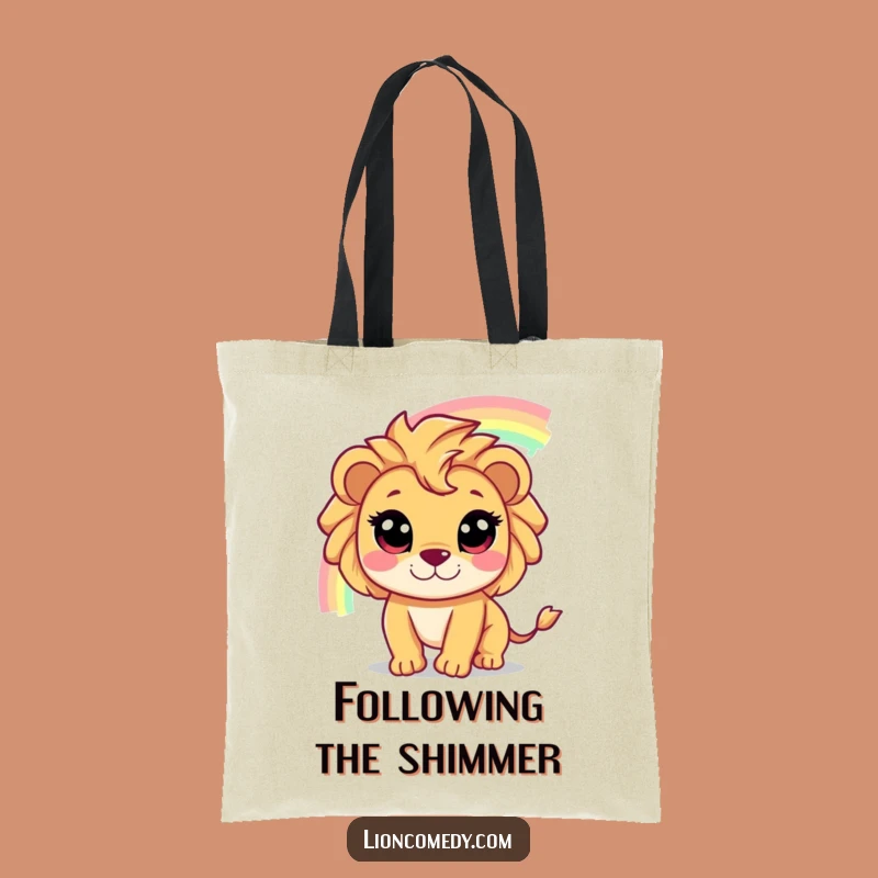 Funny Lion Chasing Rainbow Tote Bag: Carry Your Dreams, A Wonderful Funny Gift!