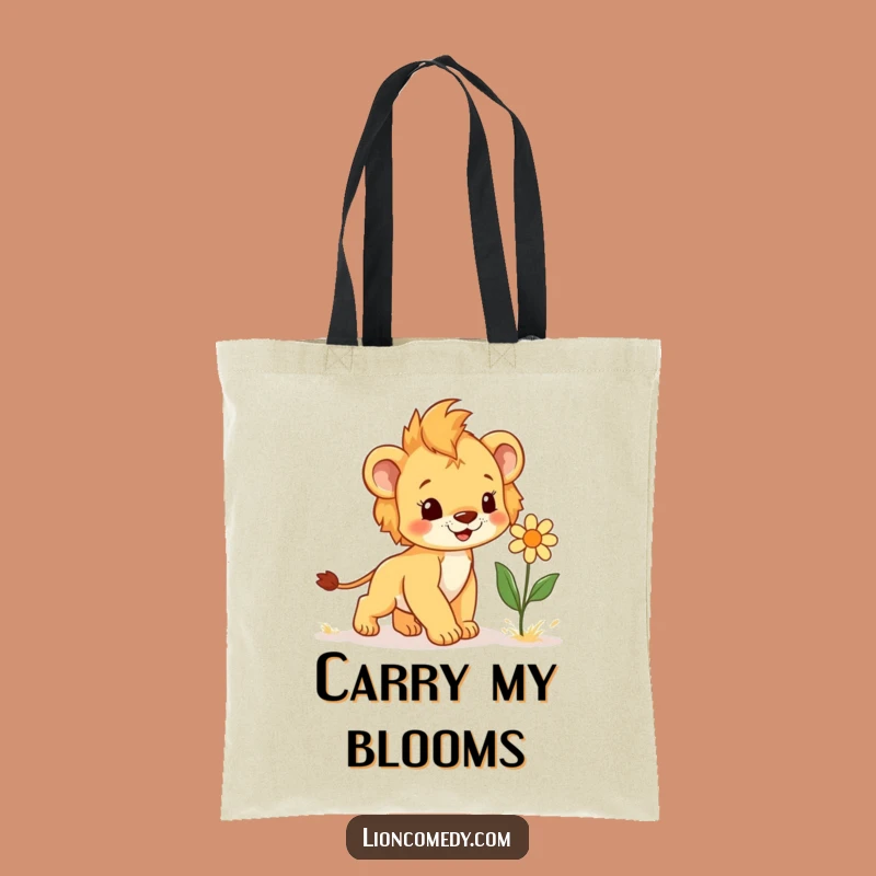 Funny Cub & Flower Tote Bag - Joyful & Humorous Accessory, Gift