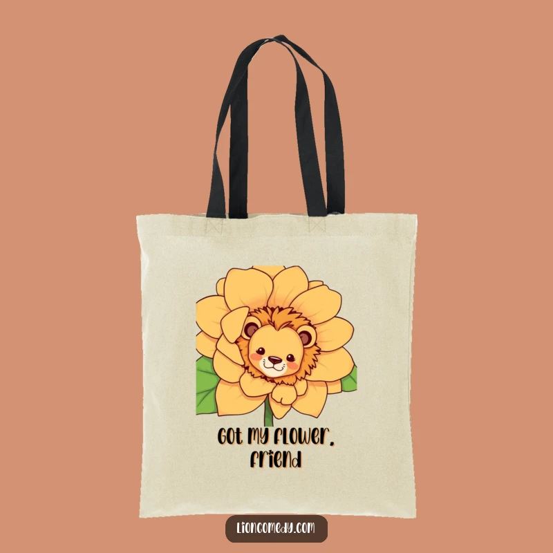 Funny Curious Lion Flower Tote Bag - Carry Your Playful Spirit