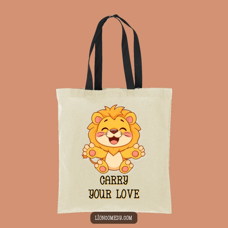 Funny Hugging Lion Tote Bag - Welcoming & Humorous Accessory, Gift