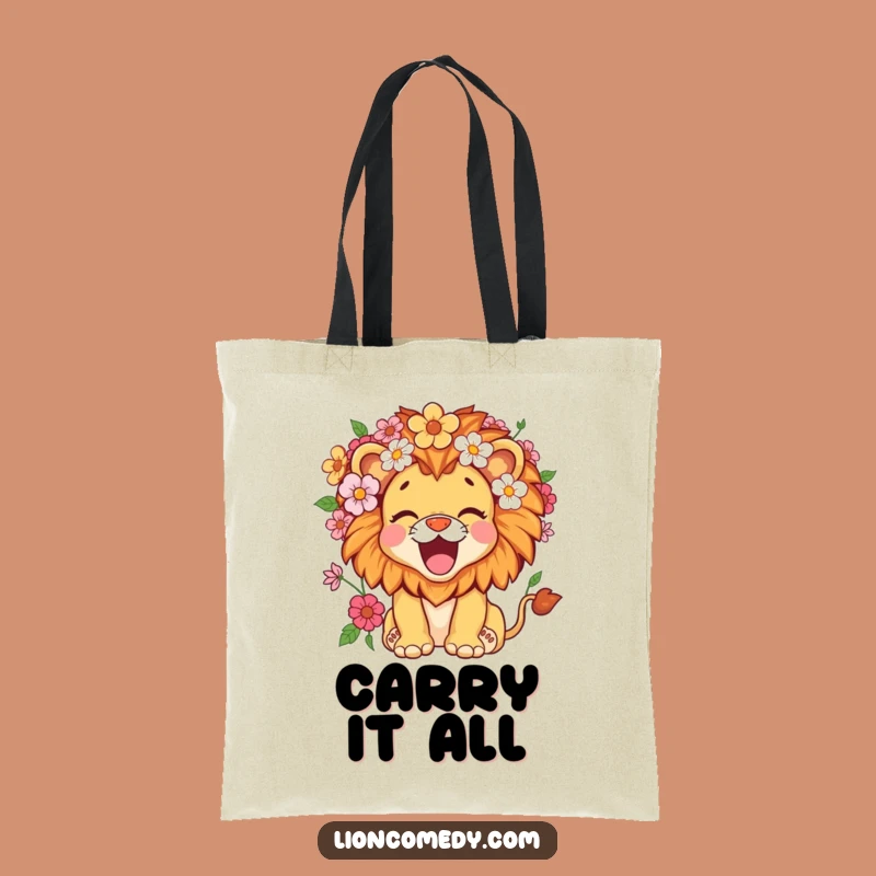 Funny Kawaii Lion Flower Mane Tote Bag - Carry Joyfully Gift