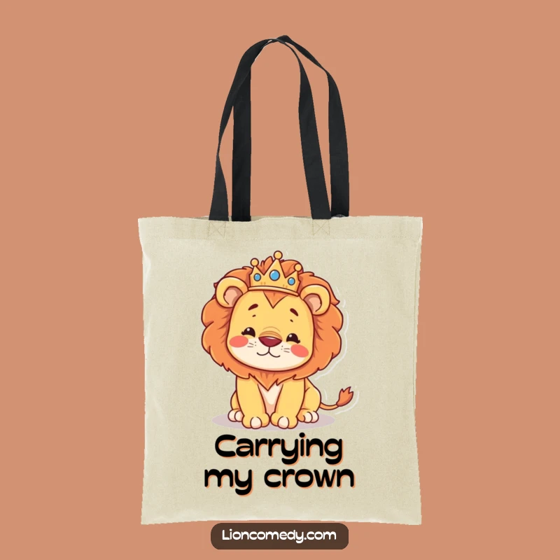 Funny Kawaii Lion King Stumbling Tote Bag: Royal Humor Accessory Gift