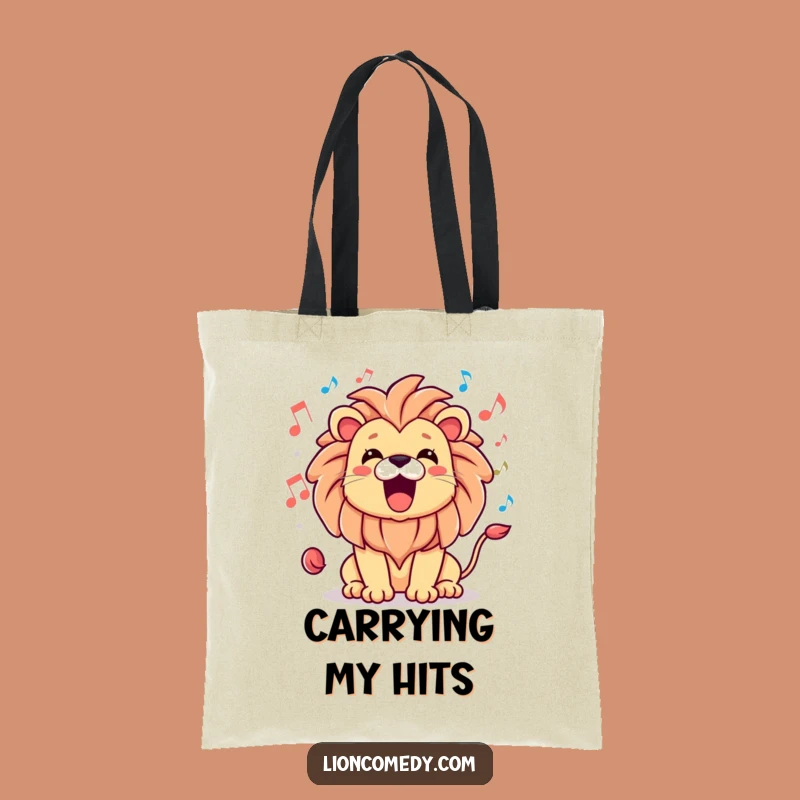 Funny Kawaii Lion Roar Tote Bag - Musical Animal Shopping Bag