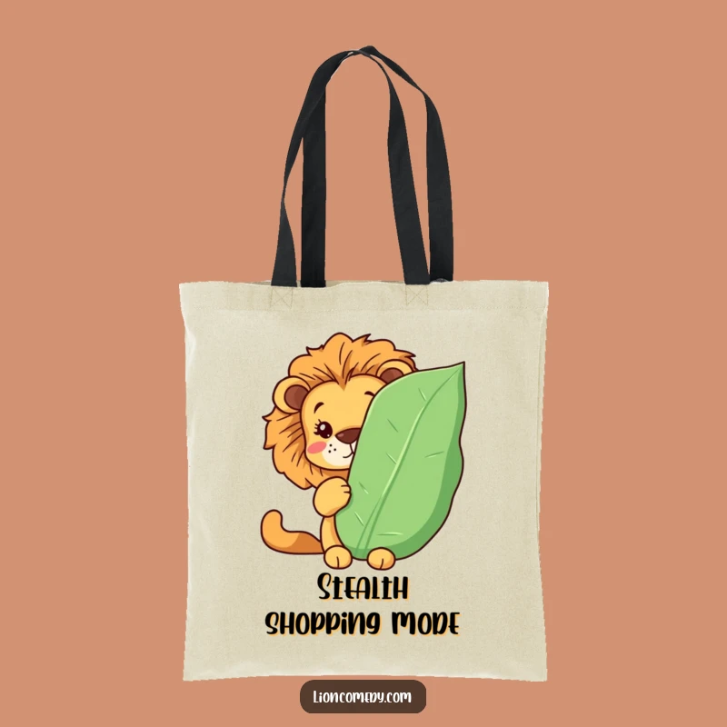 Funny Kawaii Lion Tote Bag: Peek-a-Boo Style, Eco-Friendly Humorous Accessory