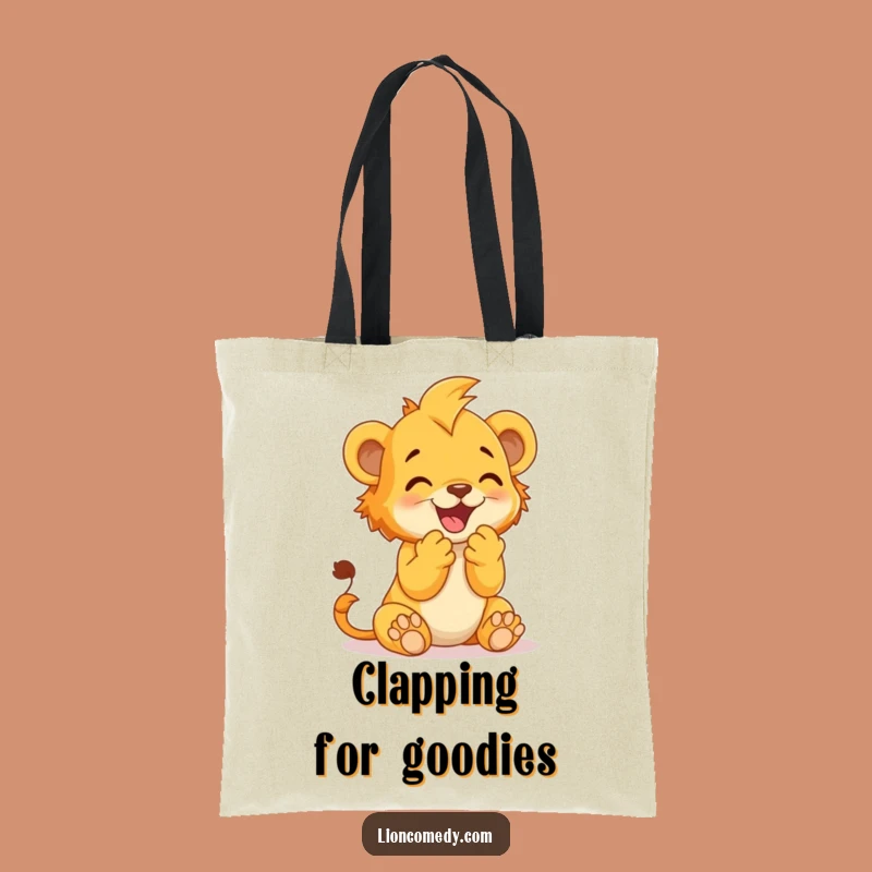 Funny Lion Cub Clap Tote Bag - Joyful Celebration Reusable Shopping Bag Gift