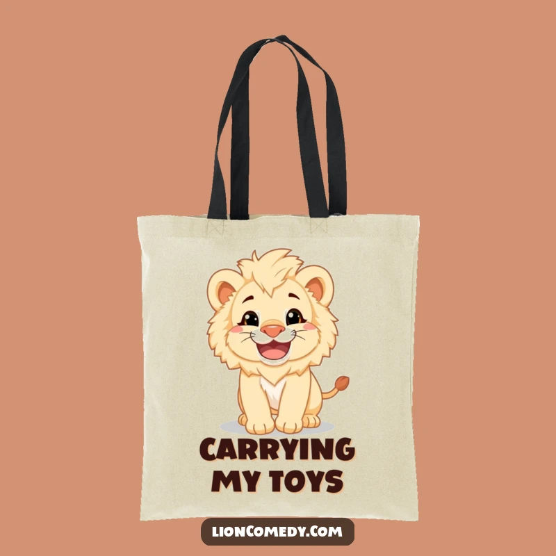 Funny Lion Cub Pounce Tote Bag - Playful Grinning Cub Carryall Gift