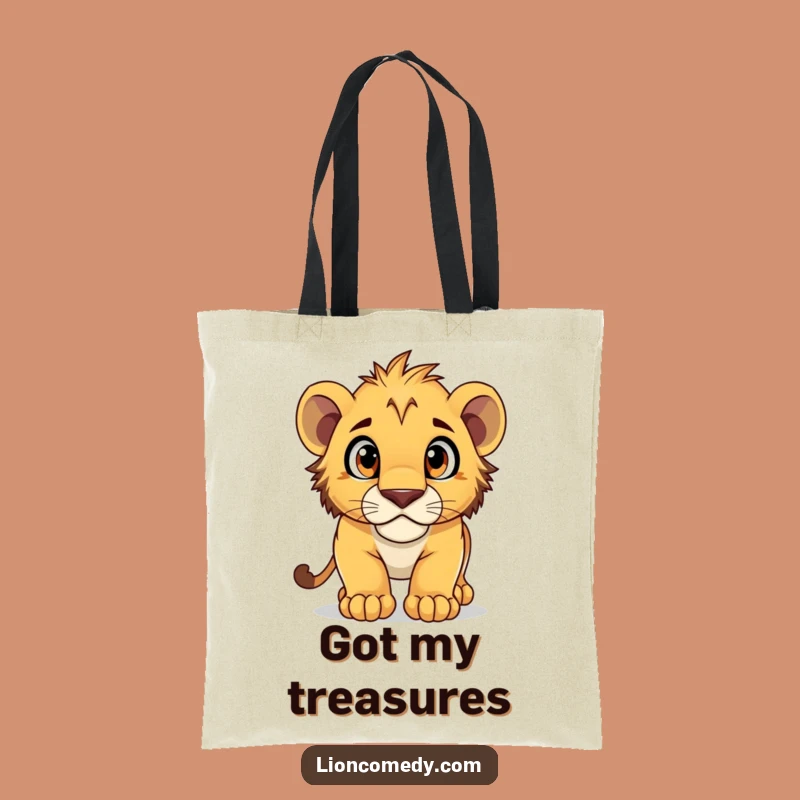 Funny Lion Cub Pouncing Tote Bag - Cute Curious Explorer Reusable Bag Gift