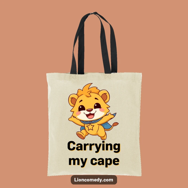 Funny Lion Cub Superhero Tote Bag: Carry Your Powers, A Super Funny Gift!