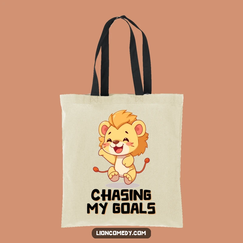 Funny Lion Cub Tail Chase Tote Bag: Carry Your Essentials with Joyful, Whimsical Flair