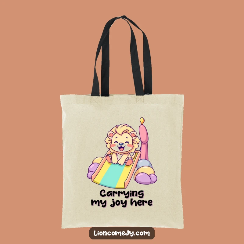 Funny Lion Rainbow Slide Tote Bag: Carry Your Fun with This Gleeful Tiny Lion Design!
