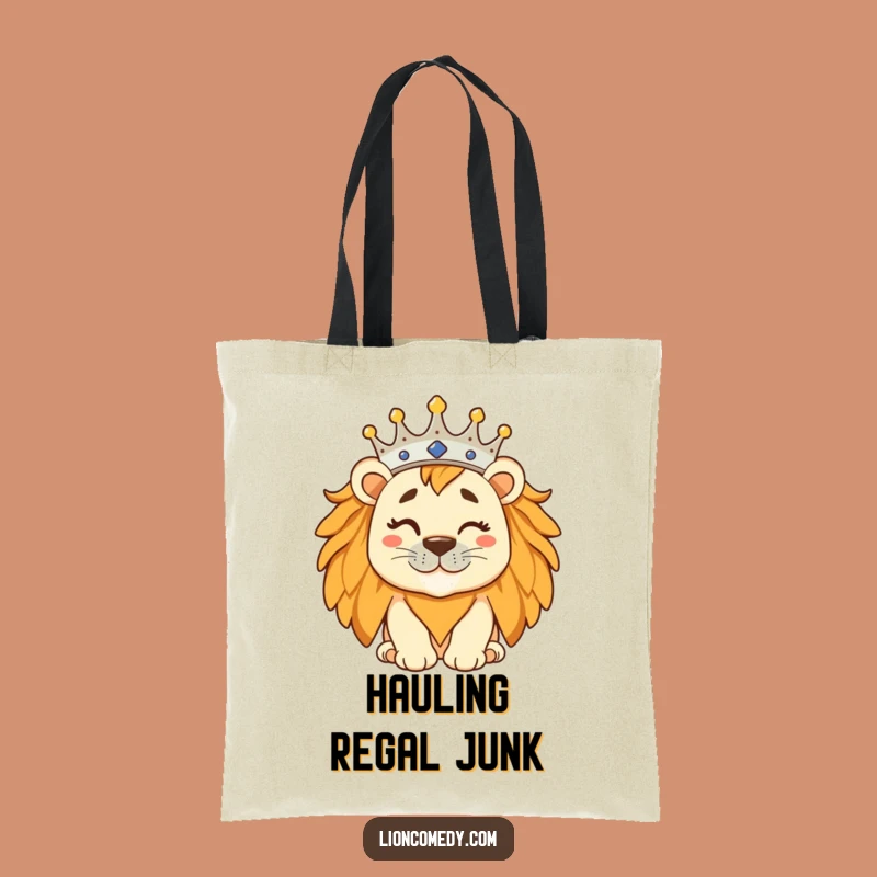 Funny Silly Lion Tote Bag - Regal Winking King Carryall Gift