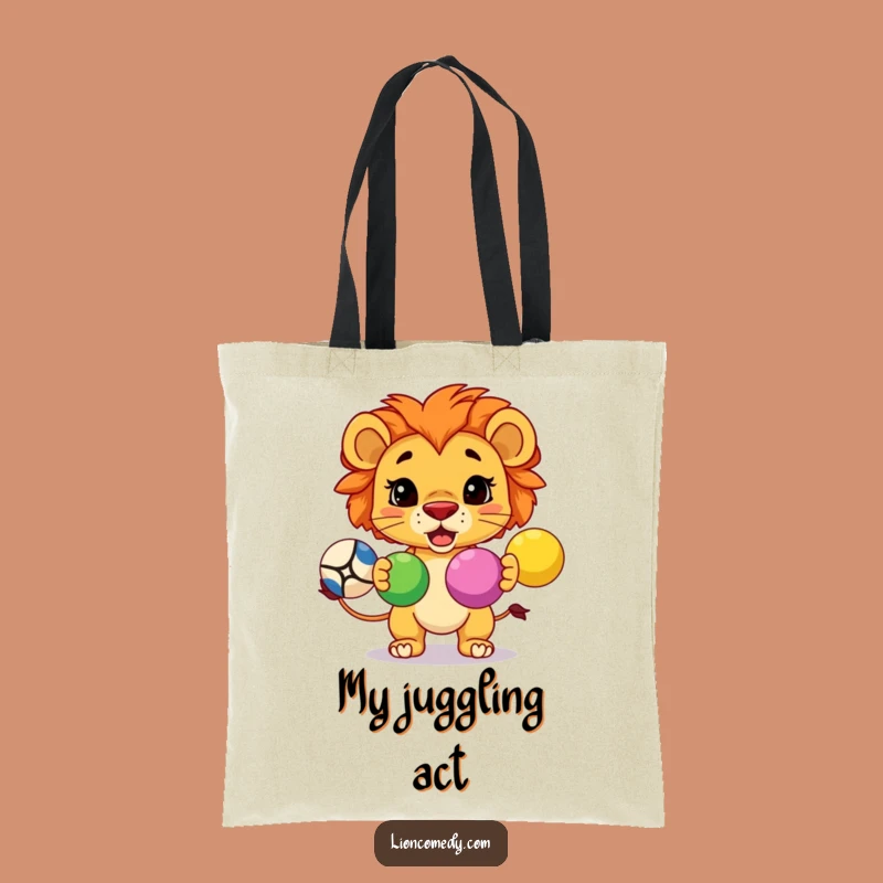 Funny Kawaii Lion Juggling Tote Bag: Determined Skillful Accessory Gift
