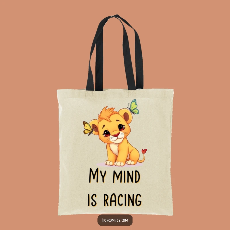 Funny Curious Lion Cub Tote Bag - Stylish Carryall, Charming Design, Eco-Friendly