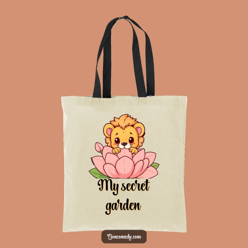 Funny Peek-a-Boo Cub Tote Bag: Carry Your Smiles Over Flowers